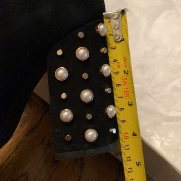 Steve Madden limited ed.Black Sued Yevette Jeweled with pearls heel ankle boots - Picture 11 of 13